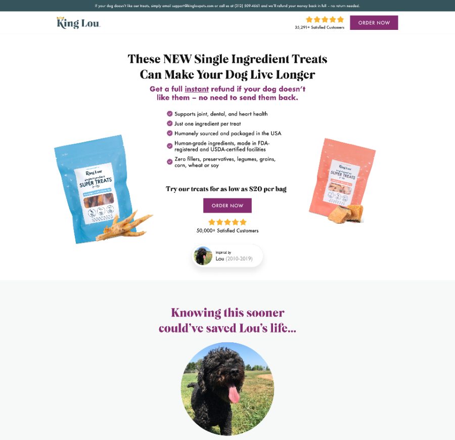 Landing page after